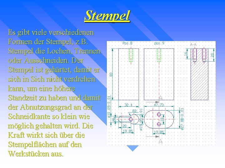 Stempel Es gibt viele verschiedenen Formen der Stempel, z. B. Stempel die Lochen, Trennen