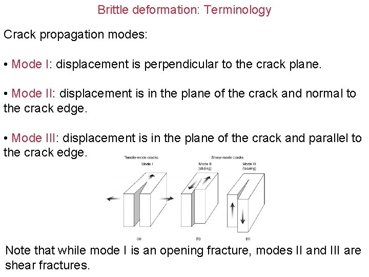 Brittle deformation III Terminology The formation of faults