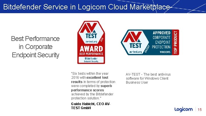 Bitdefender Service in Logicom Cloud Marketplace Best Performance in Corporate Endpoint Security “Six tests