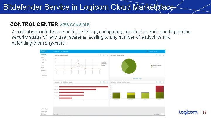 Bitdefender Service in Logicom Cloud Marketplace CONTROL CENTER WEB CONSOLE A central web interface