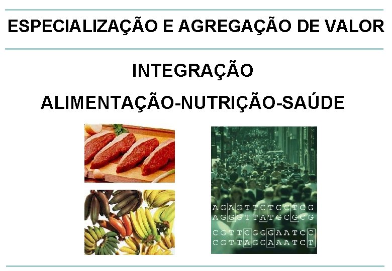 ESPECIALIZAÇÃO E AGREGAÇÃO DE VALOR INTEGRAÇÃO ALIMENTAÇÃO-NUTRIÇÃO-SAÚDE 