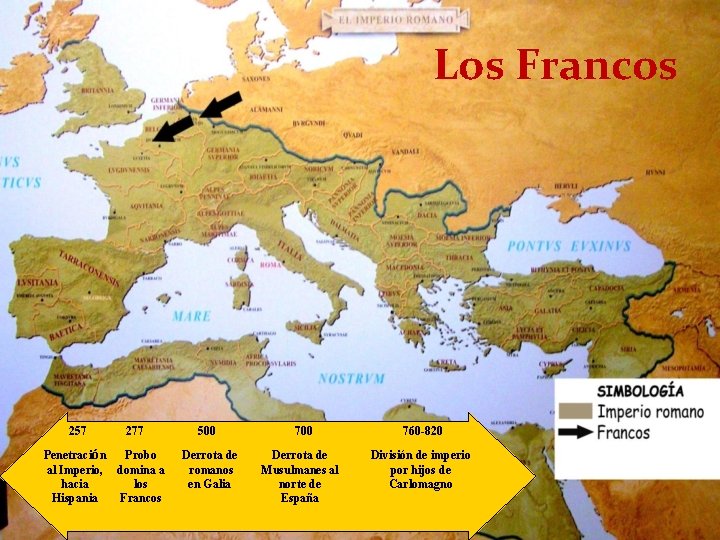 Los Francos 257 277 Penetración Probo al Imperio, domina a hacia los Hispania Francos