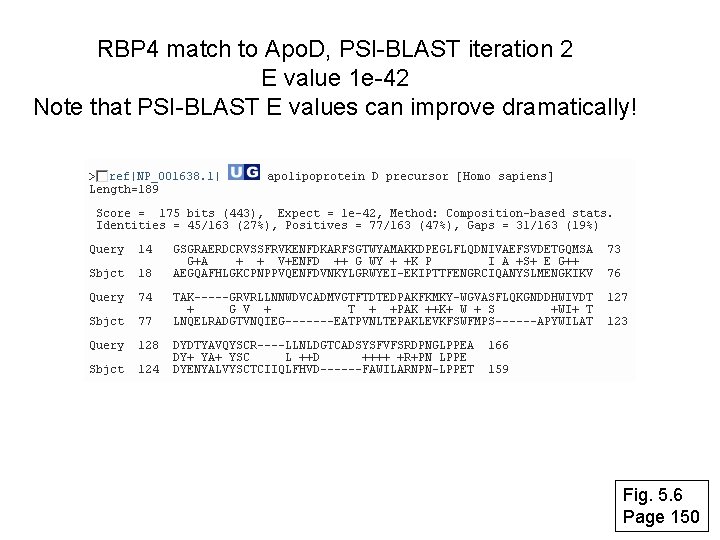 RBP 4 match to Apo. D, PSI-BLAST iteration 2 E value 1 e-42 Note