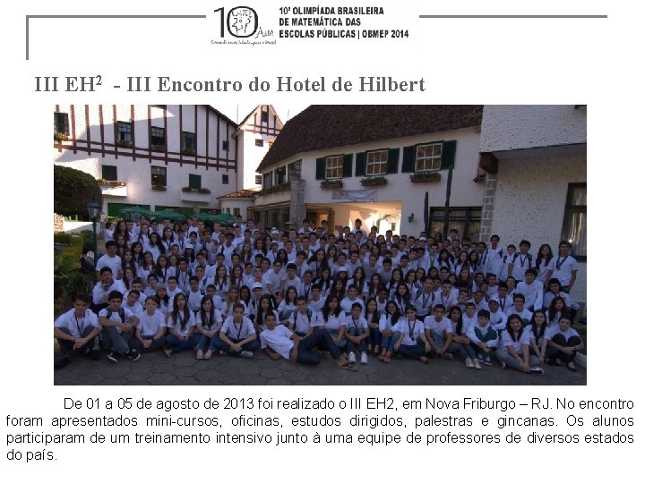III EH 2 - III Encontro do Hotel de Hilbert De 01 a 05