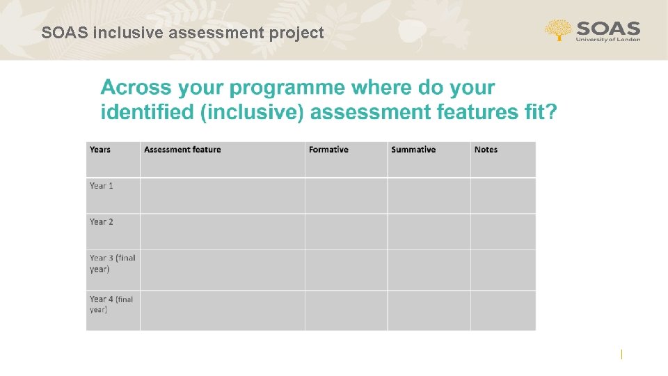 SOAS inclusive assessment project 