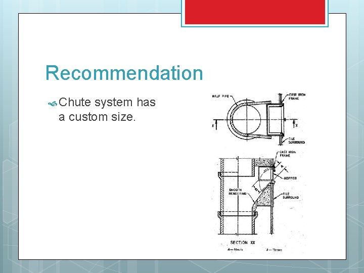 Recommendation Chute system has a custom size. 