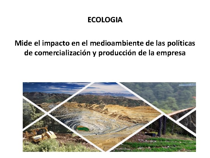 ECOLOGIA Mide el impacto en el medioambiente de las políticas de comercialización y producción