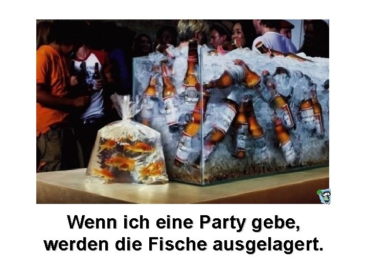 Wenn ich eine Party gebe, werden die Fische ausgelagert. 