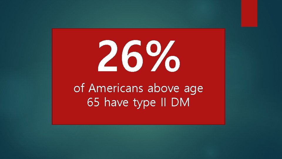 26% of Americans above age 65 have type II DM 