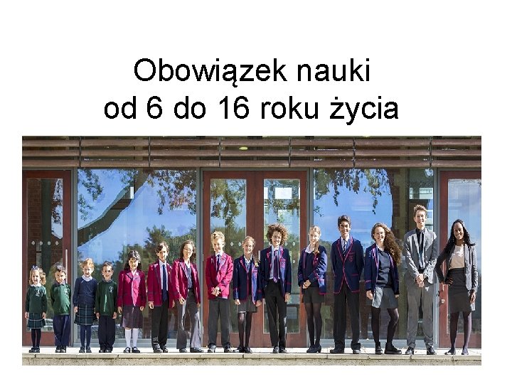 Obowiązek nauki od 6 do 16 roku życia 