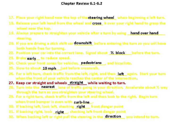 Chapter Review 6. 1 -6. 2 17. Place your right hand near the top
