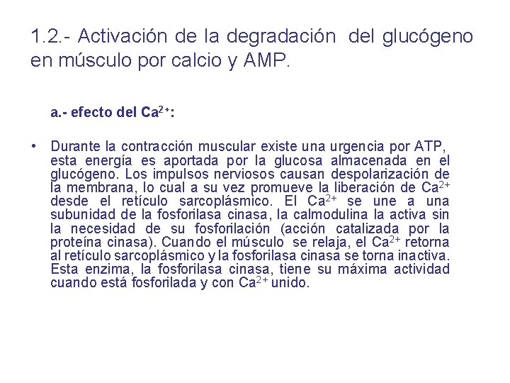 1. 2. - Activación de la degradación del glucógeno en músculo por calcio y