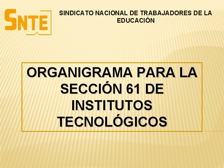 SINDICATO NACIONAL DE TRABAJADORES DE LA EDUCACIÓN ORGANIGRAMA PARA LA SECCIÓN 61 DE INSTITUTOS