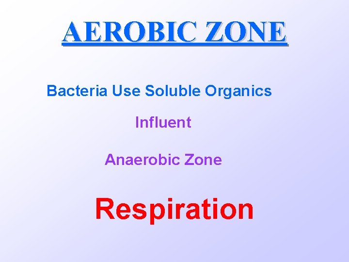 AEROBIC ZONE Bacteria Use Soluble Organics Influent Anaerobic Zone Respiration 