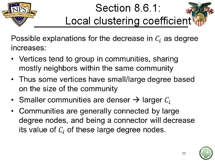 Section 8. 6. 1: Local clustering coefficient • 11 