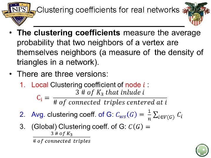 Clustering coefficients for real networks • 