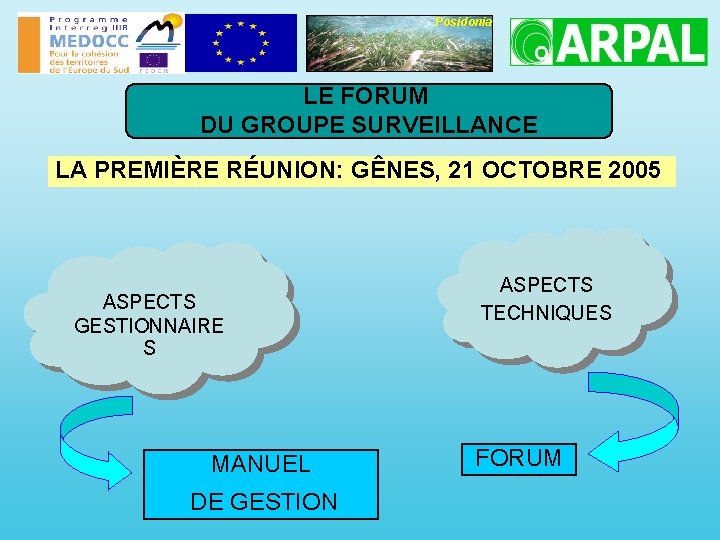 Posidonia LE FORUM DU GROUPE SURVEILLANCE LA PREMIÈRE RÉUNION: GÊNES, 21 OCTOBRE 2005 ASPECTS