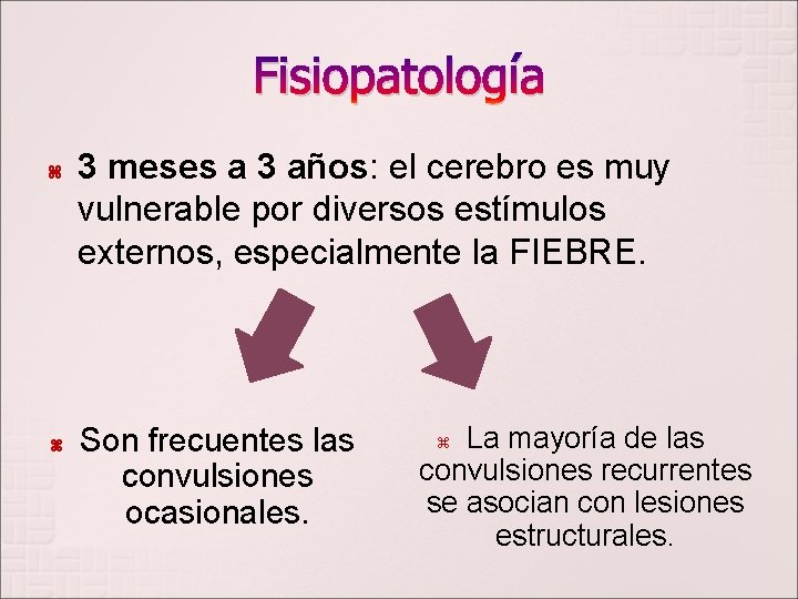 Fisiopatología 3 meses a 3 años: años el cerebro es muy vulnerable por diversos