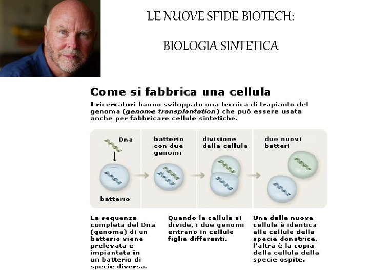 LE NUOVE SFIDE BIOTECH: BIOLOGIA SINTETICA 