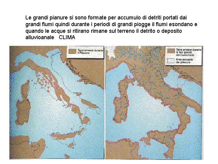 Le grandi pianure si sono formate per accumulo di detriti portati dai grandi fiumi