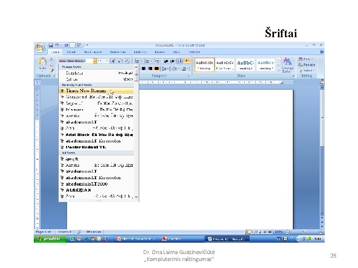 Šriftai Dr. Ona Laima Gudzinevičiūtė „Kompiuterinis raštingumas“ 28 