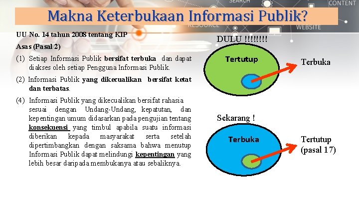 Makna Keterbukaan Informasi Publik? UU No. 14 tahun 2008 tentang KIP Asas (Pasal 2)