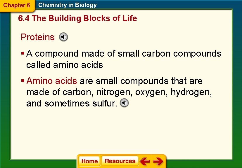 Chapter 6 Chemistry in Biology 6. 4 The Building Blocks of Life Proteins §