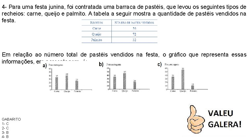 4 - Para uma festa junina, foi contratada uma barraca de pastéis, que levou