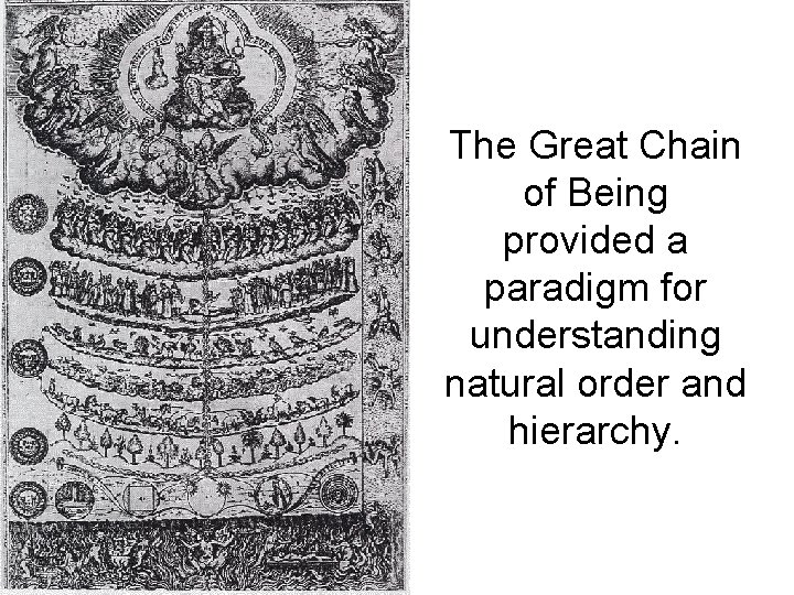 The Great Chain of Being provided a paradigm for understanding natural order and hierarchy.