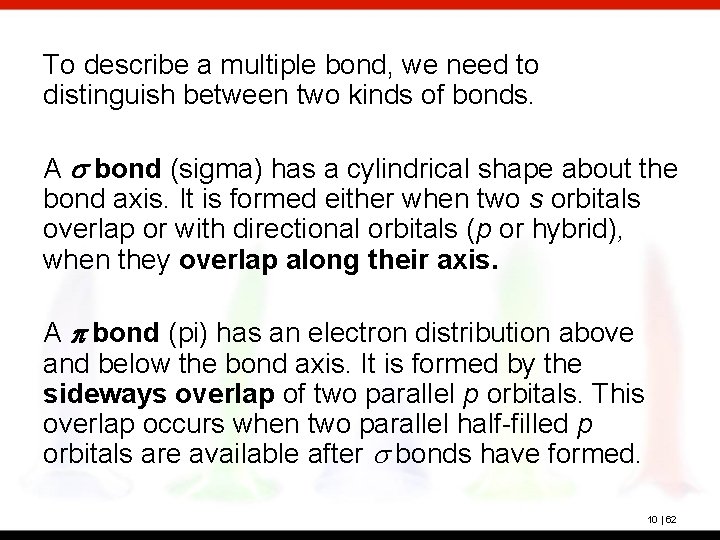 To describe a multiple bond, we need to distinguish between two kinds of bonds.