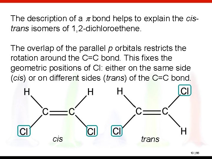 The description of a p bond helps to explain the cistrans isomers of 1,