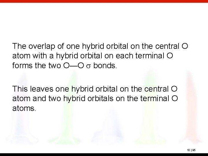 The overlap of one hybrid orbital on the central O atom with a hybrid