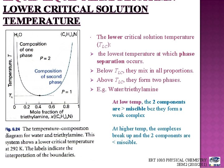 LIQUID-LIQUID PHASE DIAGRAMS: LOWER CRITICAL SOLUTION TEMPERATURE Ø Ø The lower critical solution temperature