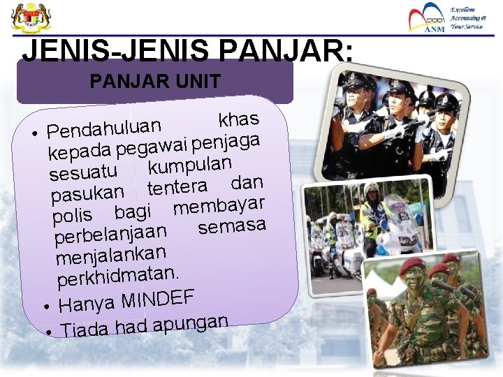 JENIS-JENIS PANJAR: PANJAR UNIT s a h k n a lu • Pendahu a