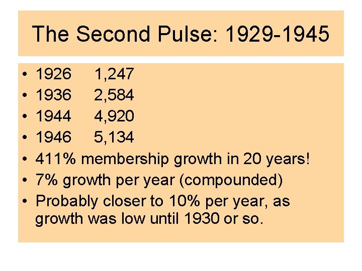 The Second Pulse: 1929 -1945 • • 1926 1, 247 1936 2, 584 1944