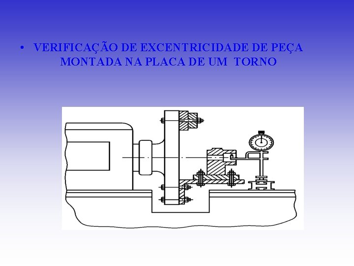 • VERIFICAÇÃO DE EXCENTRICIDADE DE PEÇA MONTADA NA PLACA DE UM TORNO • VERIFICAÇÃO DE EXCENTRICIDADE DE PEÇA MONTADA NA PLACA DE UM TORNO