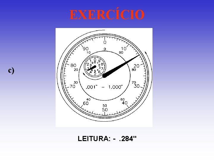 EXERCÍCIO c) LEITURA: -. 284" EXERCÍCIO c) LEITURA: -. 284"