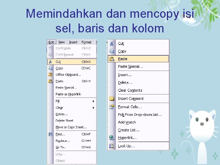 Memindahkan dan mencopy isi sel, baris dan kolom 