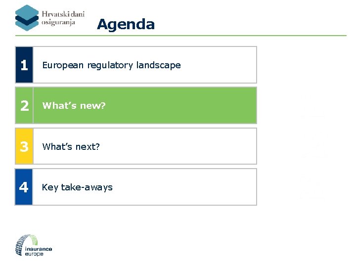 Agenda 1 European regulatory landscape 2 What’s new? 3 What’s next? 4 Key take-aways