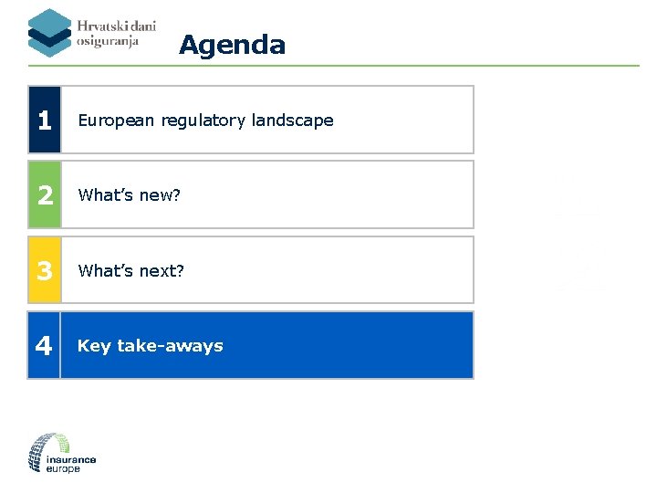 Agenda 1 European regulatory landscape 2 What’s new? 3 What’s next? 4 Key take-aways