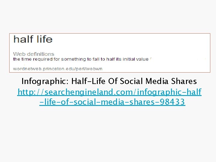 Infographic: Half-Life Of Social Media Shares http: //searchengineland. com/infographic-half -life-of-social-media-shares-98433 