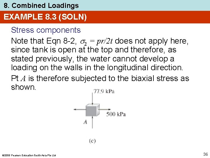 8. Combined Loadings EXAMPLE 8. 3 (SOLN) Stress components Note that Eqn 8 -2,