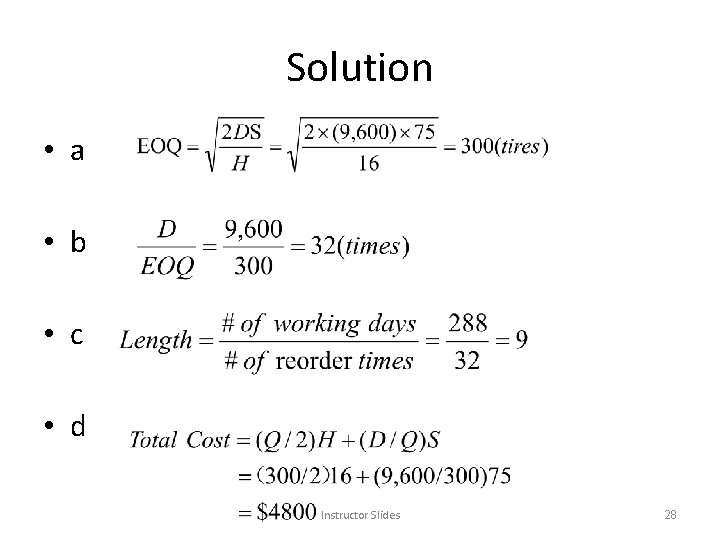 Solution • a • b • c • d Instructor Slides 28 