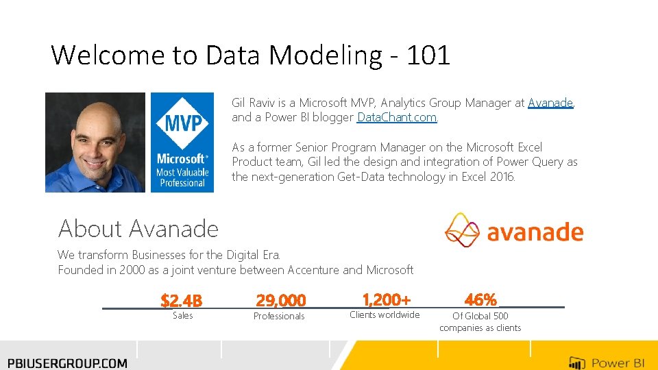 Welcome to Data Modeling - 101 Gil Raviv is a Microsoft MVP, Analytics Group