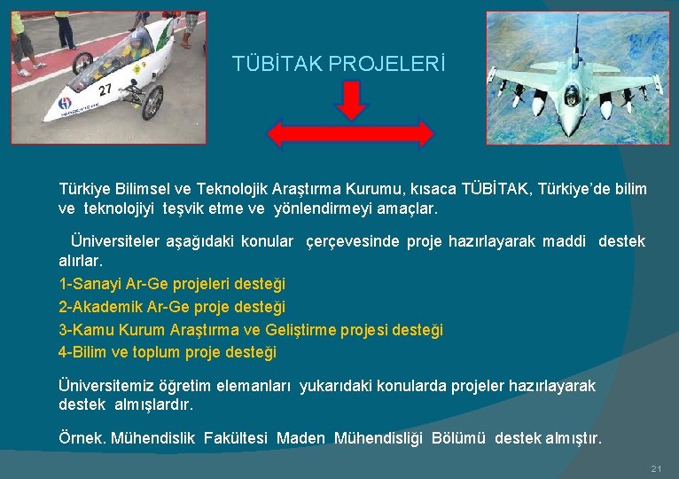 TÜBİTAK PROJELERİ Türkiye Bilimsel ve Teknolojik Araştırma Kurumu, kısaca TÜBİTAK, Türkiye’de bilim ve teknolojiyi