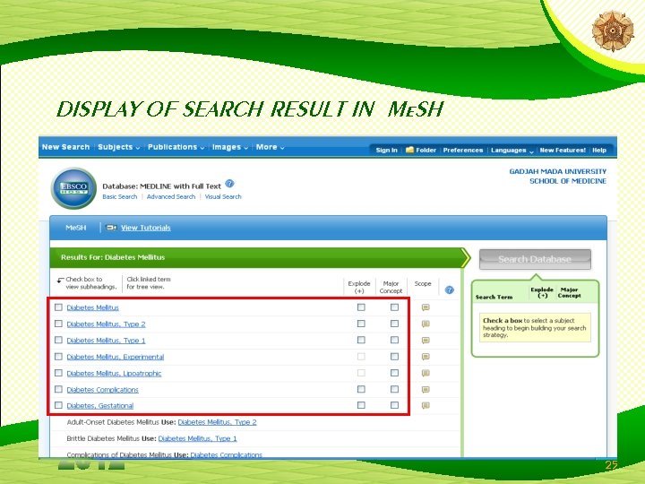 DISPLAY OF SEARCH RESULT IN Me. SH 25 