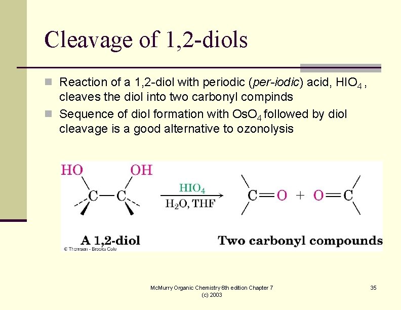 Cleavage of 1, 2 -diols n Reaction of a 1, 2 -diol with periodic