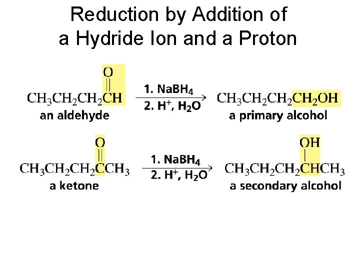Reduction by Addition of a Hydride Ion and a Proton 