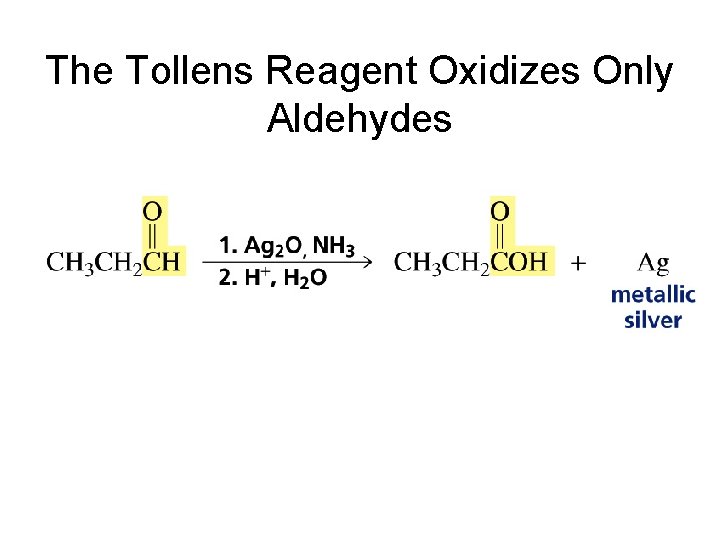 The Tollens Reagent Oxidizes Only Aldehydes 