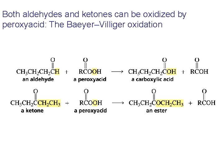 Both aldehydes and ketones can be oxidized by peroxyacid: The Baeyer–Villiger oxidation 